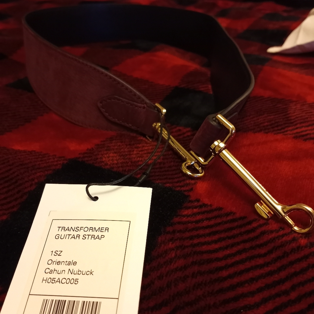 Theory shoulder Bag Strap black reversible women men guitar belt